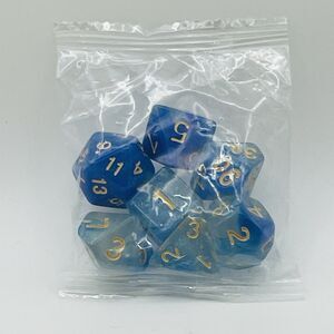 7-pc Polyhedral Dice Set "Galaxy Blue" with Sparkles for D&D and other RPGs